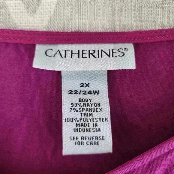 Catherine's Pink scoop neck  half sleeve asymmetrical blouse 2X - Picture 6 of 8